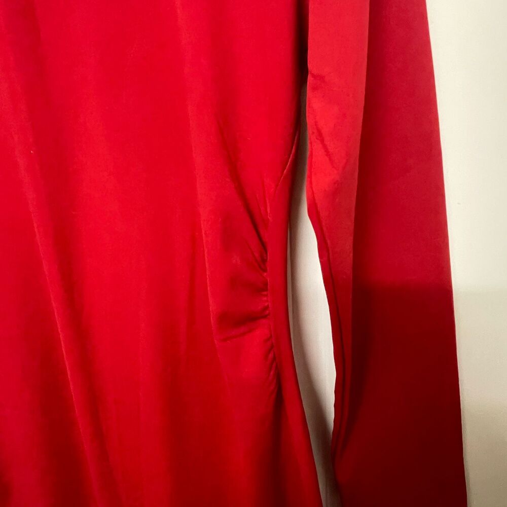 Women’s Red Long Sleeve Midi Sheath Dress Stretch Slim Comfy Size L - Picture 4 of 14